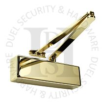 Rutland TS-3204BC-SLFB-PVDPVD Size 3-4 Scissor Arm Back Check Overhead Door Closer PVD Polished Brass Cover