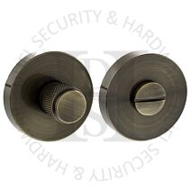 Senza Pari SPRKWCAB WC Bathroom Knurled Thumbturn & Release on Minimal Round Rose Antique Brass