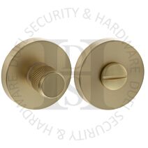 Senza Pari SPRLWCSB WC Bathroom Linear Knurled Thumbturn & Release on Minimal Round Rose Satin Brass