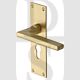 Heritage Brass TR1348-SB Door Handle Euro Profile Plate Trident Design Satin Brass