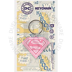 DC Comics RK38057C Supergirl Pink Emblem Logo Licensed PVC Rubber Keychain Key Ring