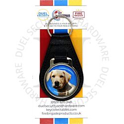 Key Collectables CA035E Labrador Puppy Dog Black Stitched Leather Pet Fob With Split Key Ring
