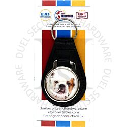 Key Collectables CA035I Bulldog Dog Black Stitched Leather Pet Fob With Split Key Ring