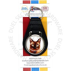 Key Collectables CA035K Burmese Cat Black Stitched Leather Pet Fob With Split Key Ring