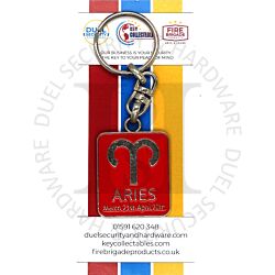 Key Collectables CA059A Aries Enamel Coloured Rectangular Glossy Zodiac Sign Key Ring