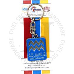 Key Collectables CA059AQ Aquarius Enamel Coloured Rectangular Glossy Zodiac Sign Key Ring