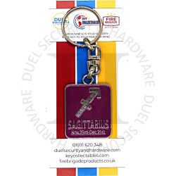 Key Collectables CA059SA Sagitarius Enamel Coloured Rectangular Glossy Zodiac Sign Key Ring