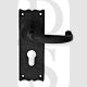 This Carlisle Brass LF5501YBA Traditional Euro Cylinder Lever Handles on Backplate Black Antique