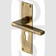 Heritage Brass TR3148-AT Door Handle Euro Profile Plate Trident Design Antique Brass