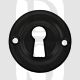 Old English OERKEMB Open Mortise Keyhole Solid Brass Face Fix Round Escutcheon Matt Black