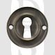 Old English OERKEUDB Open Mortise Keyhole Solid Brass Face Fix Round Escutcheon Urban Dark Bronze