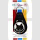 Key Collectables CA035L Black & White Cat Black Stitched Leather Pet Fob With Split Key Ring